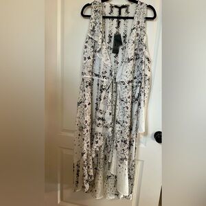 NWT BCBGMaxAzria Cold Shoulder Floral High Low Dress   Size L